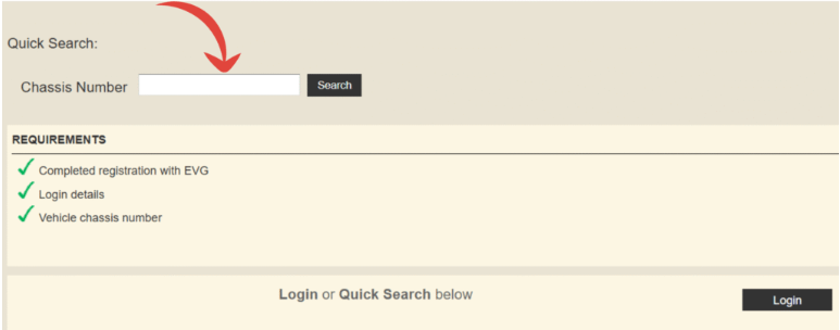 Enter Vehicle Chassis Number